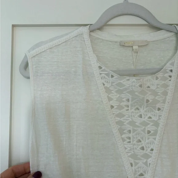 Maje Riam 100% Linen Sundress White Eyelet Scoop Neck Layered Skirt - Picture 6 of 11